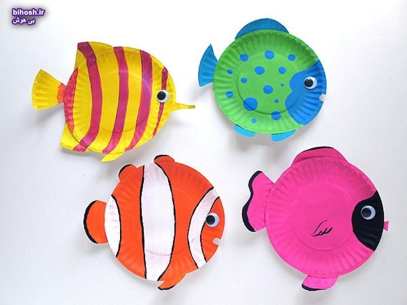 ساخت ماهی‌های رنگارنگ با بشقاب پلاستیکی