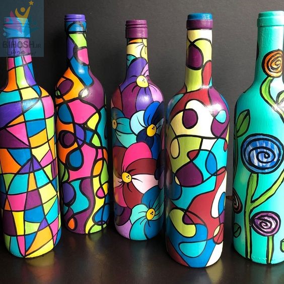 آموزش نقاشی روی بطری شیشه ای + ایده های زیبا