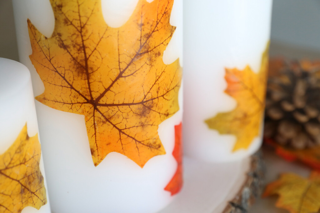 آموزش شمع سازی با برگ پاییزی